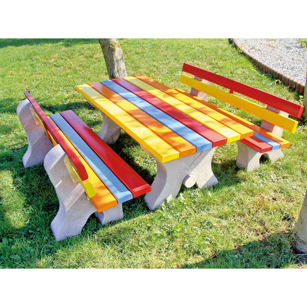 Ławka ogrodowa dla dzieci, kolorowa, wys. 36 cm