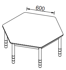 Stół sześciokątny 60 cm, regulowana wys. 40-58 cm