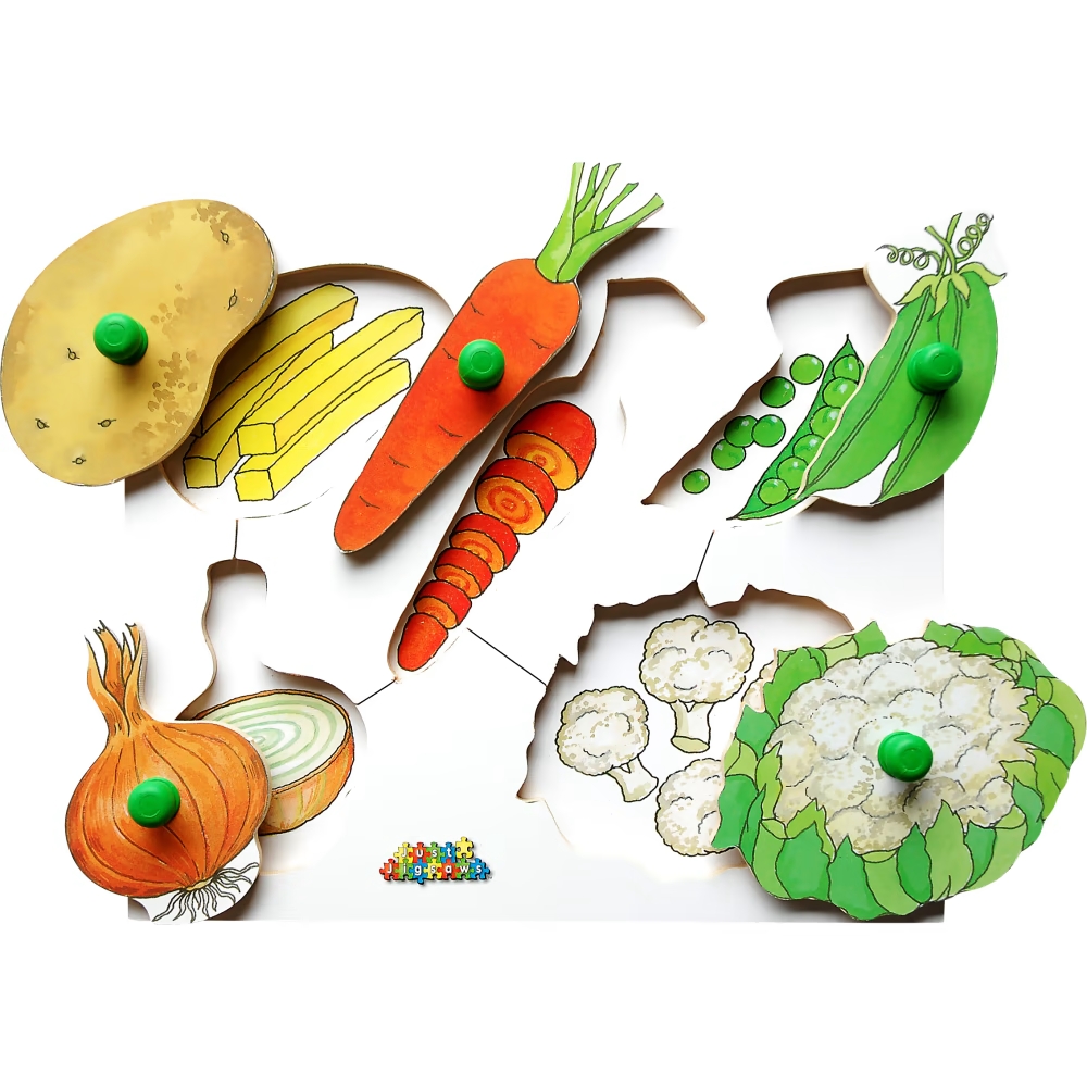 Zestaw do chwytania - owoce i warzywa, 4 układanki puzzle
