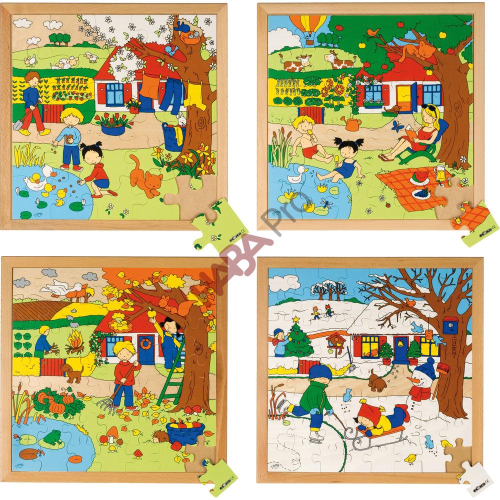 Zestaw drewnianych puzzli „Pory roku”