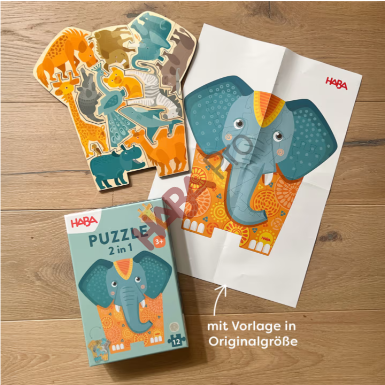 Puzzle 2 w 1 - Słoń
