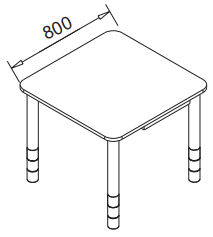 Stół kwadratowy 80 x 80 cm, regulowana wys. 40-58 cm