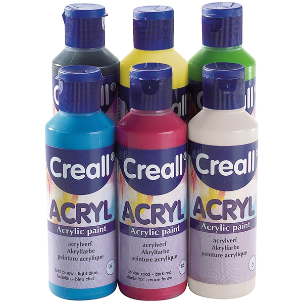 Farby akrylowe Creall, kolory podstawowe 6 x 80 ml