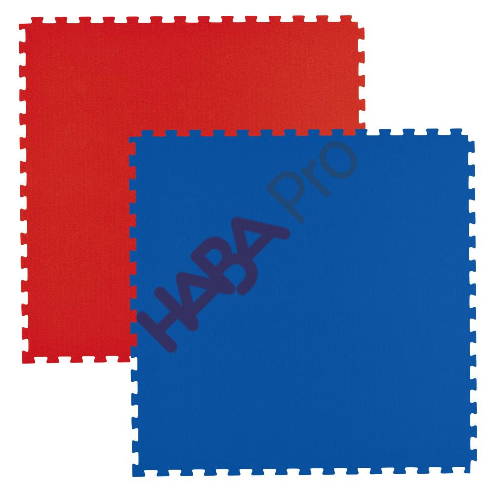 Mata podłogowa puzzle, 100 x 100 cm, czerwona/niebieska