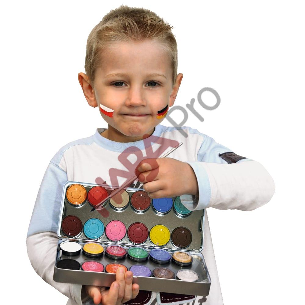 Profesjonalny zestaw do malowania twarzy, 24 farby + 3 pędzle