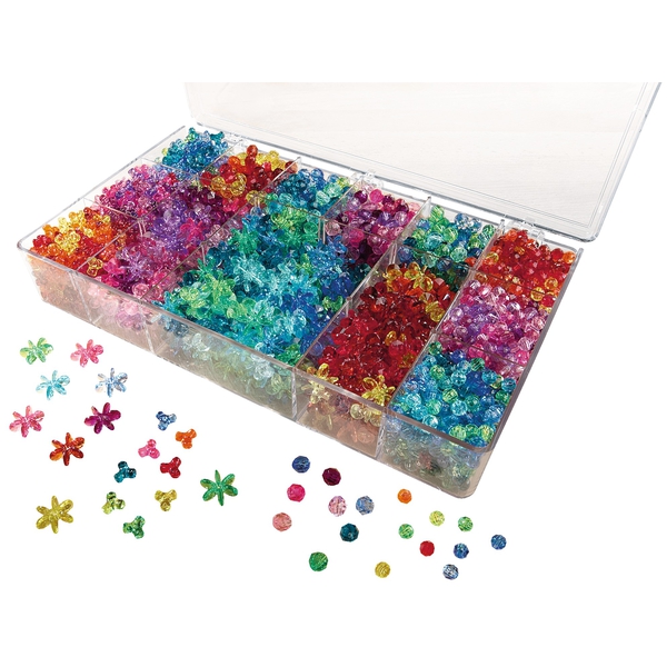 Komplet koralików transparentnych, 2.700 sztuk - kolorowe