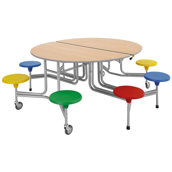 Stół do jadalni szkolnej, składany - owalny dla 8 osób