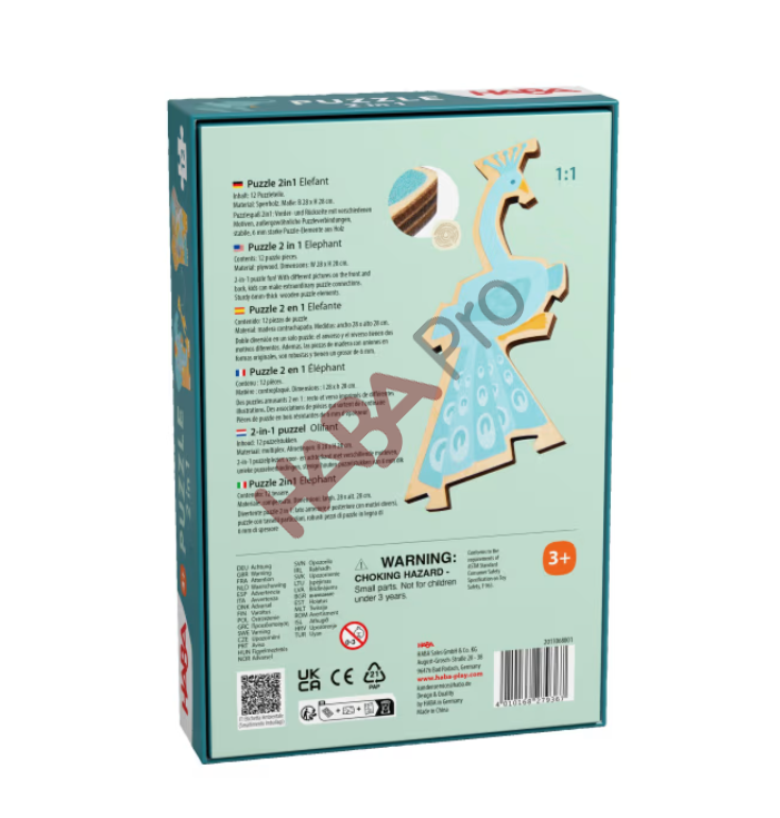 Puzzle 2 w 1 - Słoń
