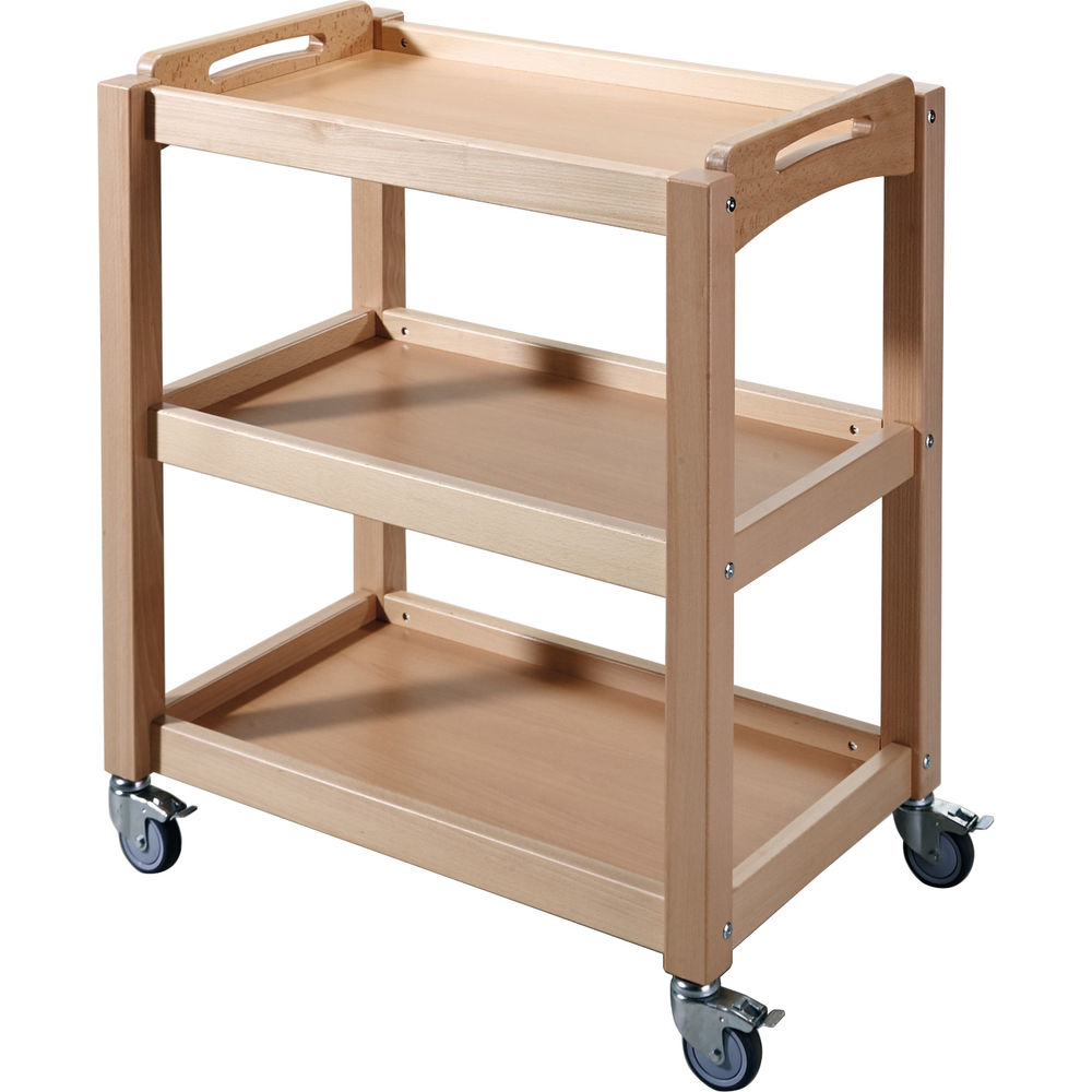 Drewniany wózek do serwowania posiłków w żłobku / przedszkolu