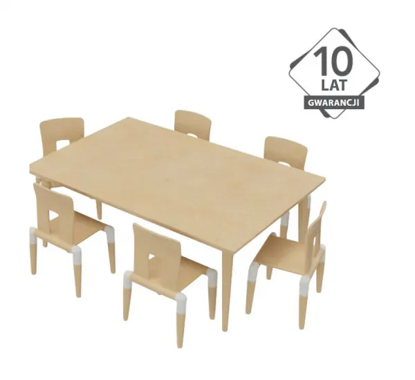 Stół żłobkowy z 6 krzesłami, PREMIUM, 10 lat GWARANCJI