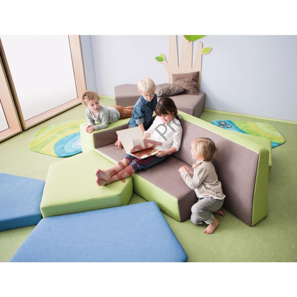 Sofa przedszkolna "Mały odkrywca", lewostronna, ekoskóra