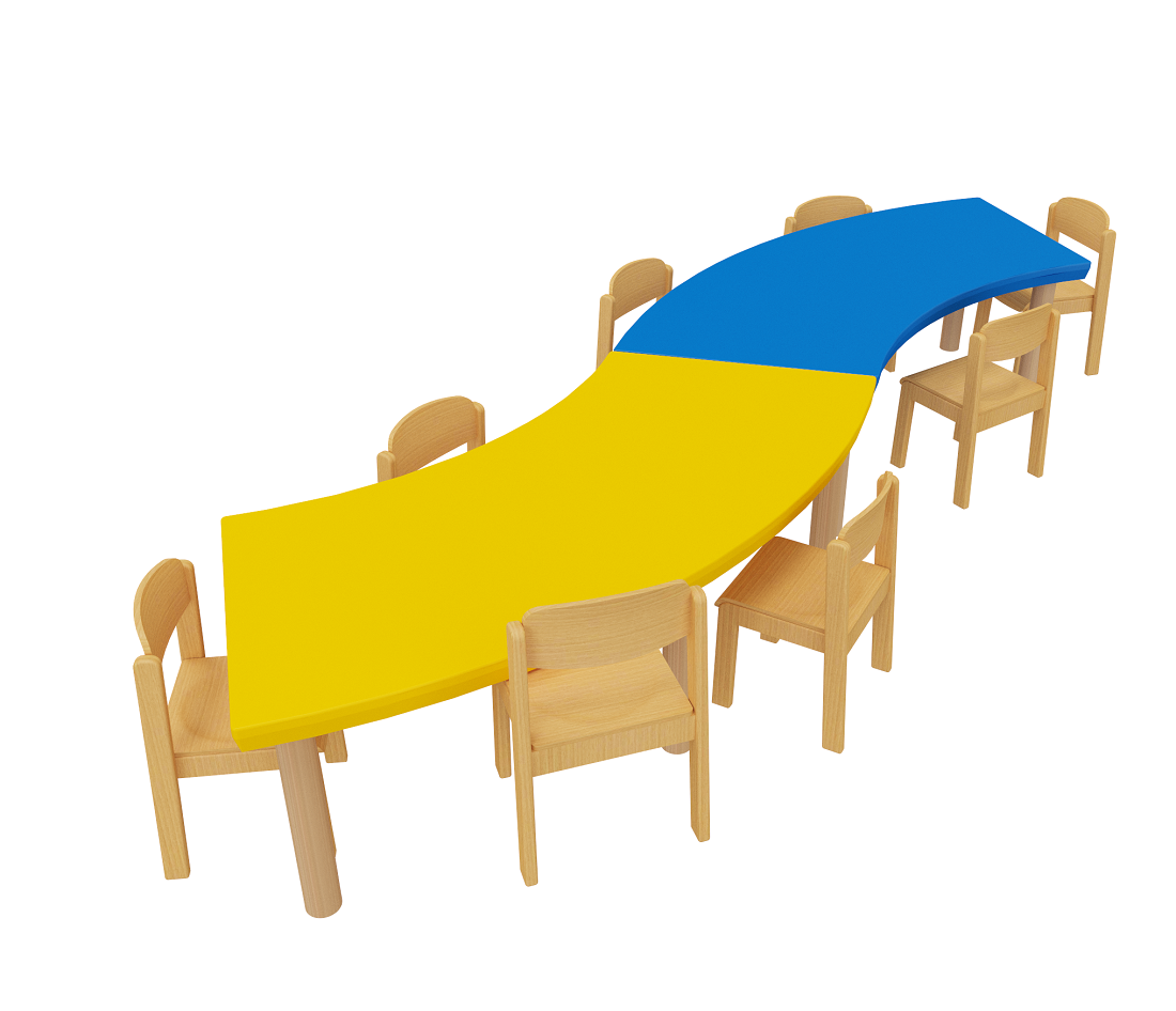 Stół w kształcie fali, regulowana wys. 40-58 cm